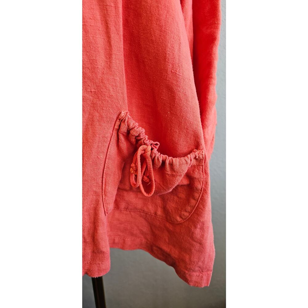 VTG Donna Women's 100% Linen Relaxed Fit Button Front Jacket Size L Muted Orange - Picture 2 of 6